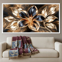 Gilded Petals Upon Liquid Shadows - NicheCanvas