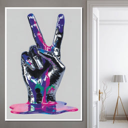 Neon Drip Victory Hand Statement - NicheCanvas