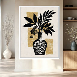Botanical Vase Silhouette Gold - NicheCanvas