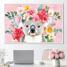 Floral Harmony with Koala - NicheCanvas