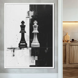Strategic Chess Duel in Monochrome - NicheCanvas
