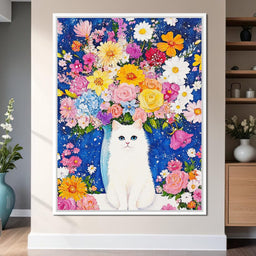 Floral Symphony With Feline - NicheCanvas