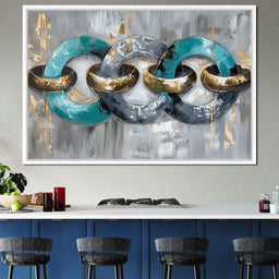 Aqua Gold Swirl Harmony - NicheCanvas