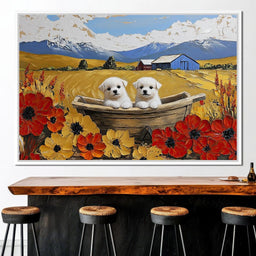 Puppy Journey Through Fields - NicheCanvas