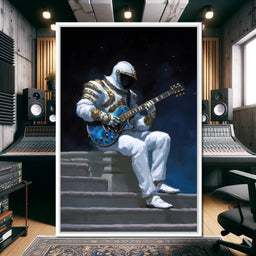 Celestial Guitarist on Lunar Steps - NicheCanvas
