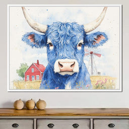 Blue Bovine Countryside Charm - NicheCanvas