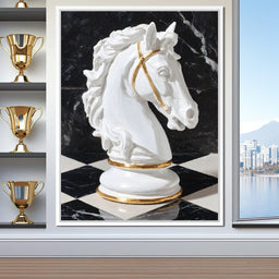 Gilded Knight on Marble Board - NicheCanvas