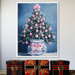 Holiday Fir With Pink Baubles - NicheCanvas