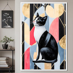 Geometric Feline Elegance - NicheCanvas