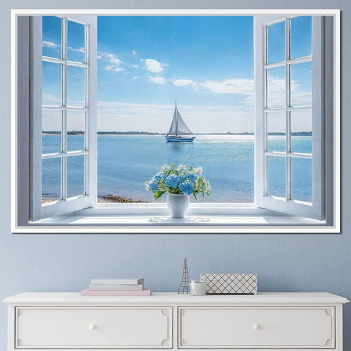 Azure Breeze Window View Canvas Print