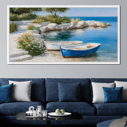 Tranquil Coastal Rowboats Escape - NicheCanvas
