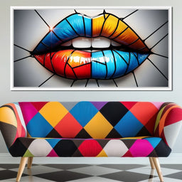 Chromatic Mosaic Lips Fantasy - NicheCanvas