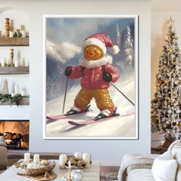 Gingerbread Skier Winter Joy - NicheCanvas