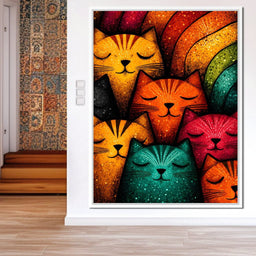 Dreamy Feline Kaleidoscope - NicheCanvas