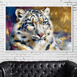 Golden Snow Leopard Portrait - NicheCanvas
