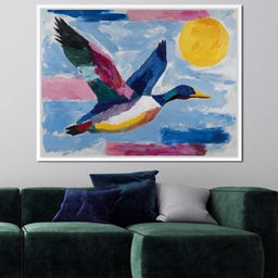 Sunlit Flight of Wild Duck - NicheCanvas