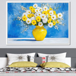 White & Yellow Flowers - NicheCanvas
