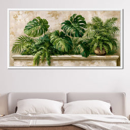 Sun Dappled Foliage On A Plaster Ledge - NicheCanvas