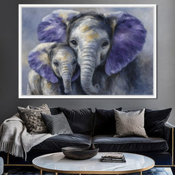 Tender Elephant Family Portrait - NicheCanvas