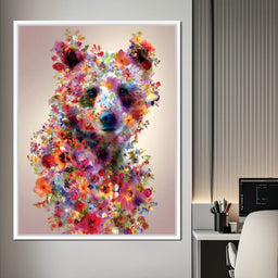 Floral Bear Wild Garden Portrait - NicheCanvas
