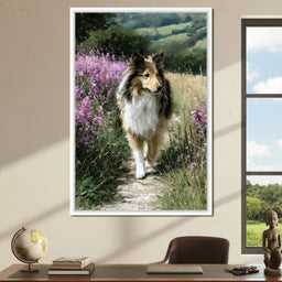 Sheltie Meadow Path Portrait - NicheCanvas