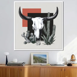 Modern Desert Longhorn Geometry - NicheCanvas