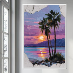 Palm Silhouettes Sunset Sky - NicheCanvas