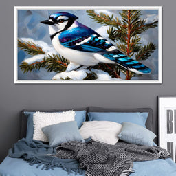 Winter Songbird on Pines - NicheCanvas