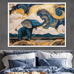 Elephant in Golden Clouds Majesty - NicheCanvas