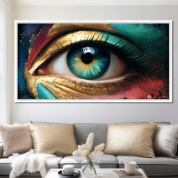 Golden Teal Visionary Eye Portrait - NicheCanvas