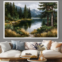 Alpine Pine Lake Reflection - NicheCanvas