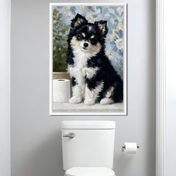 Playful Puppy Bathroom Guard - NicheCanvas