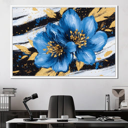 Blue Petals Midnight Bloom - NicheCanvas