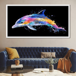 Rainbow Dolphin Splash Flight - NicheCanvas