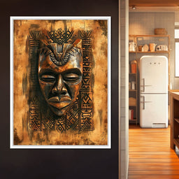 Ancient Tribal Mask Design - NicheCanvas