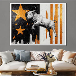 Bull Triumphs City Dreams - NicheCanvas