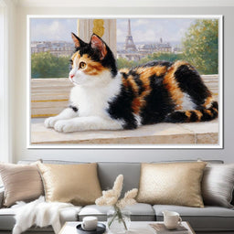 Dreamy Feline Parisian View - NicheCanvas