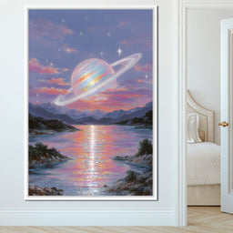 Celestial Saturn Over Waters - NicheCanvas