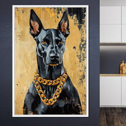 Bold Dog in Gold - NicheCanvas