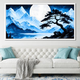 Moonlit Tranquil Peakscape - NicheCanvas