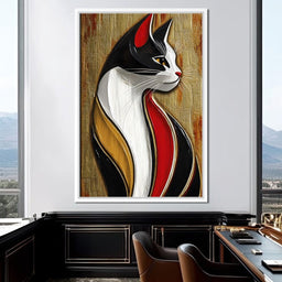 Feline Elegance on Textured Gold - NicheCanvas