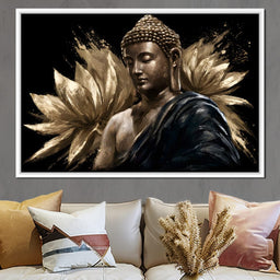 Golden Stillness Beyond The Lotus - NicheCanvas