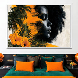 Golden Palms Dark Silhouette - NicheCanvas
