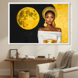 Golden Moon Goddess Portrait - NicheCanvas