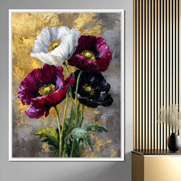Gilded Poppies Quartet - NicheCanvas