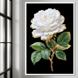 Gilded White Rose Portrait - NicheCanvas