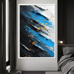 Sapphire Strokes Gold Specks 2 - NicheCanvas