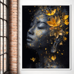 Golden Lotus Reverie Portrait - NicheCanvas