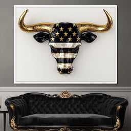 Majestic Gold Horned Bull - NicheCanvas