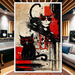 Cool Cats Red Shades Duo - NicheCanvas